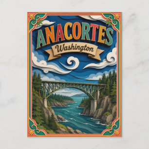 PopCut States Anacortes Washington Paper Art Postcard