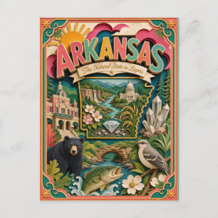 PopCut States Arkansas Colourful 3D Paper Art Postcard