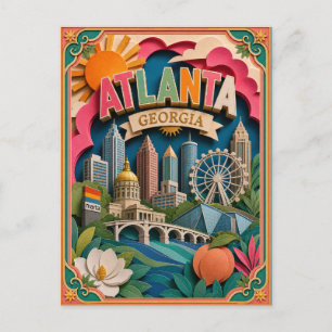 PopCut States Atlanta Georgia Paper Art Postcard