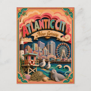 PopCut States Atlantic City New Jersey Paper Art Postcard