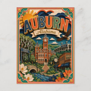 PopCut States Auburn Alabama Paper Art Postcard