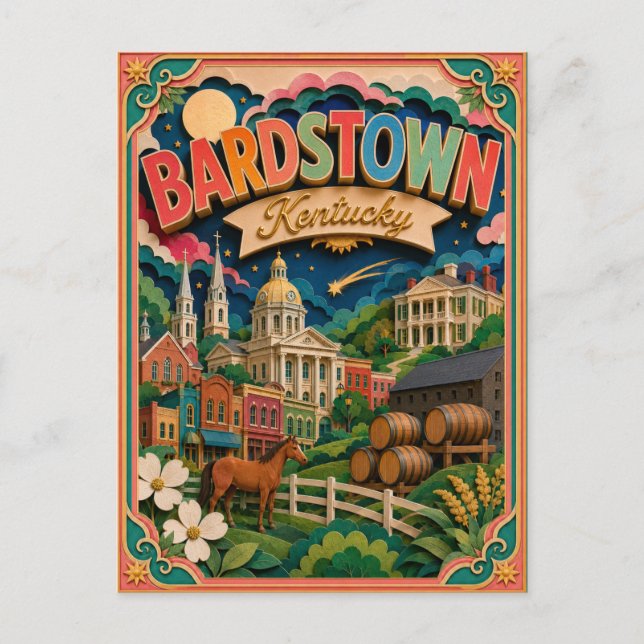 PopCut States Bardstown Kentucky Paper Art Postcard (Front)
