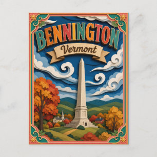 PopCut States Bennington Vermont Paper Art Postcard