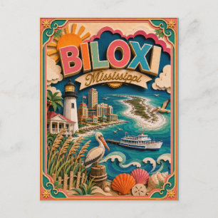 PopCut States Biloxi Mississippi Paper Art Postcard