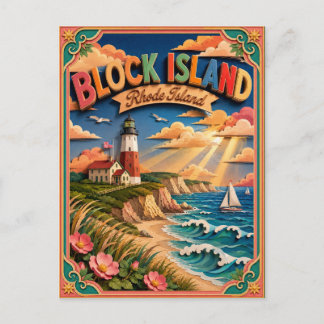 PopCut States Block Island Rhode Island Paper Art Postcard