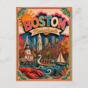 PopCut States Boston Massachusetts Paper Art Postcard