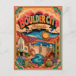 PopCut States Boulder City Nevada Paper Art Postcard