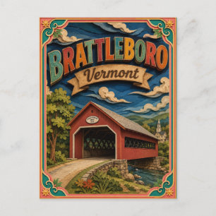PopCut States Brattleboro Vermont Paper Art Postcard