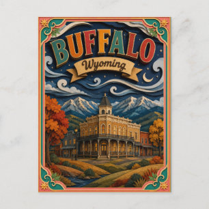 PopCut States Buffalo Wyoming Paper Art Postcard