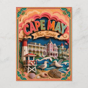 PopCut States Cape May New Jersey Paper Art Postcard