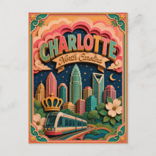 PopCut States Charlotte North Carolina Paper Art Postcard