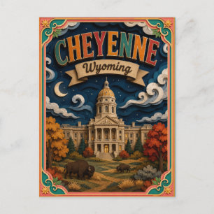 PopCut States Cheyenne Wyoming Paper Art Postcard