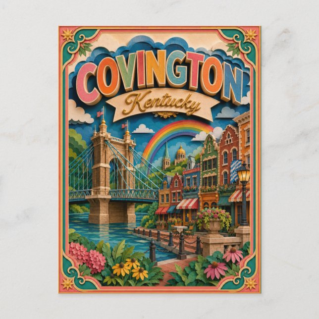 PopCut States Covington Kentucky Paper Art Postcard (Front)