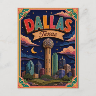 PopCut States Dallas Texas Paper Art Postcard