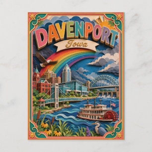 PopCut States Davenport Iowa Paper Art Postcard