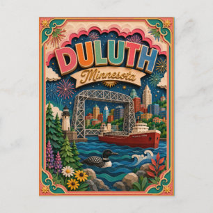 PopCut States Duluth Minnesota Paper Art Postcard