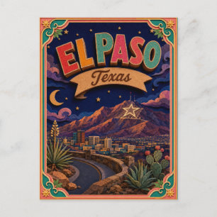 PopCut States El Paso Texas Paper Art Postcard
