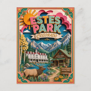 PopCut States Estes Park Colorado Paper Art Postcard