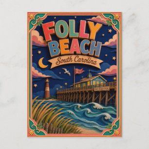 PopCut States Folly Beach South Carolina Paper Art Postcard