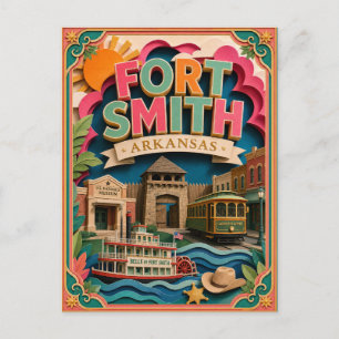 PopCut States Fort Smith Arkansas Paper Art Postcard
