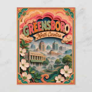 PopCut States Greensboro North Carolina Paper Art Postcard