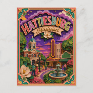 PopCut States Hattiesburg Mississippi Paper Art Postcard