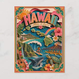 PopCut States Hawaii Colourful 3D Paper Art Postcard