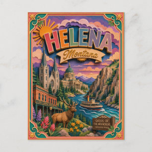 PopCut States Helena Montana Paper Art Postcard
