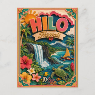 PopCut States Hilo Hawaii Paper Art Postcard