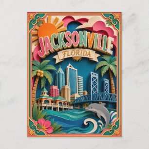 PopCut States Jacksonville Florida Paper Art Postcard