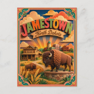 PopCut States Jamestown North Dakota Paper Art Postcard