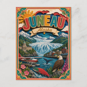 PopCut States Juneau Alaska Paper Art Postcard