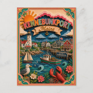 PopCut States Kennebunkport Maine Paper Art Postcard