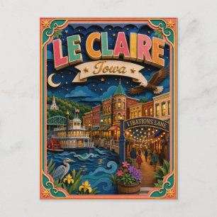 PopCut States Le Claire Iowa Paper Art Postcard