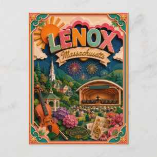 PopCut States Lenox Massachusetts Paper Art Postcard