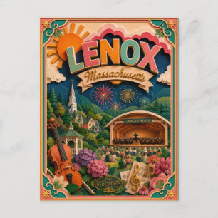 PopCut States Lenox Massachusetts Paper Art Postcard