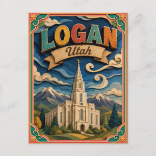 PopCut States Logan Utah Paper Art Postcard