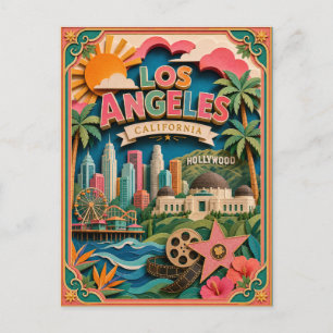 PopCut States Los Angeles California Paper Art Postcard