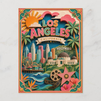 PopCut States Los Angeles California Paper Art Postcard