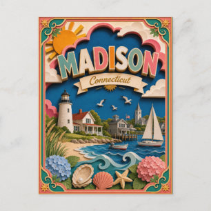 PopCut States Madison Connecticut Paper Art Postcard