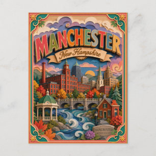 PopCut States Manchester New Hampshire Paper Art Postcard