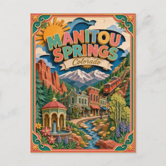 PopCut States Manitou Springs Colorado Paper Art  Postcard