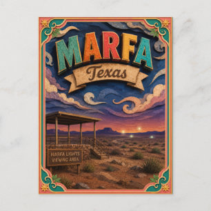 PopCut States Marfa Texas Paper Art Postcard