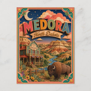 PopCut States Medora North Dakota Paper Art Postcard