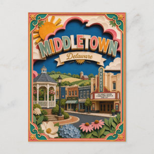 PopCut States Middletown Delaware Paper Art Postcard