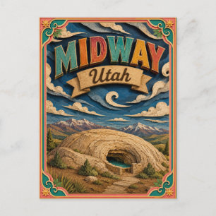 PopCut States Midway Utah Paper Art Postcard