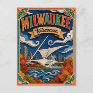 PopCut States Milwaukee Wisconsin Paper Art Postcard