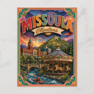 PopCut States Missoula Montana Paper Art Postcard