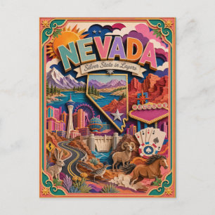 PopCut States Nevada Colourful 3D Paper Art Postcard