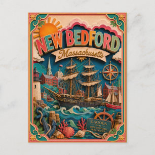 PopCut States New Bedford Massachusetts Paper Art Postcard